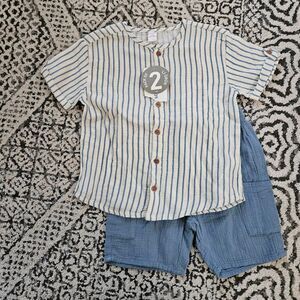 3/$15 LC Waikiki Blue Shorts Outfit Set Size 4-5
